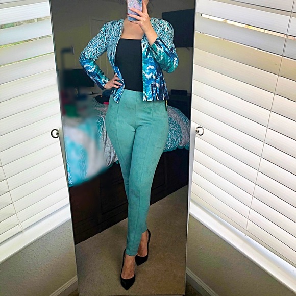 Forever 21 teal suede pants size M - Picture 2 of 9